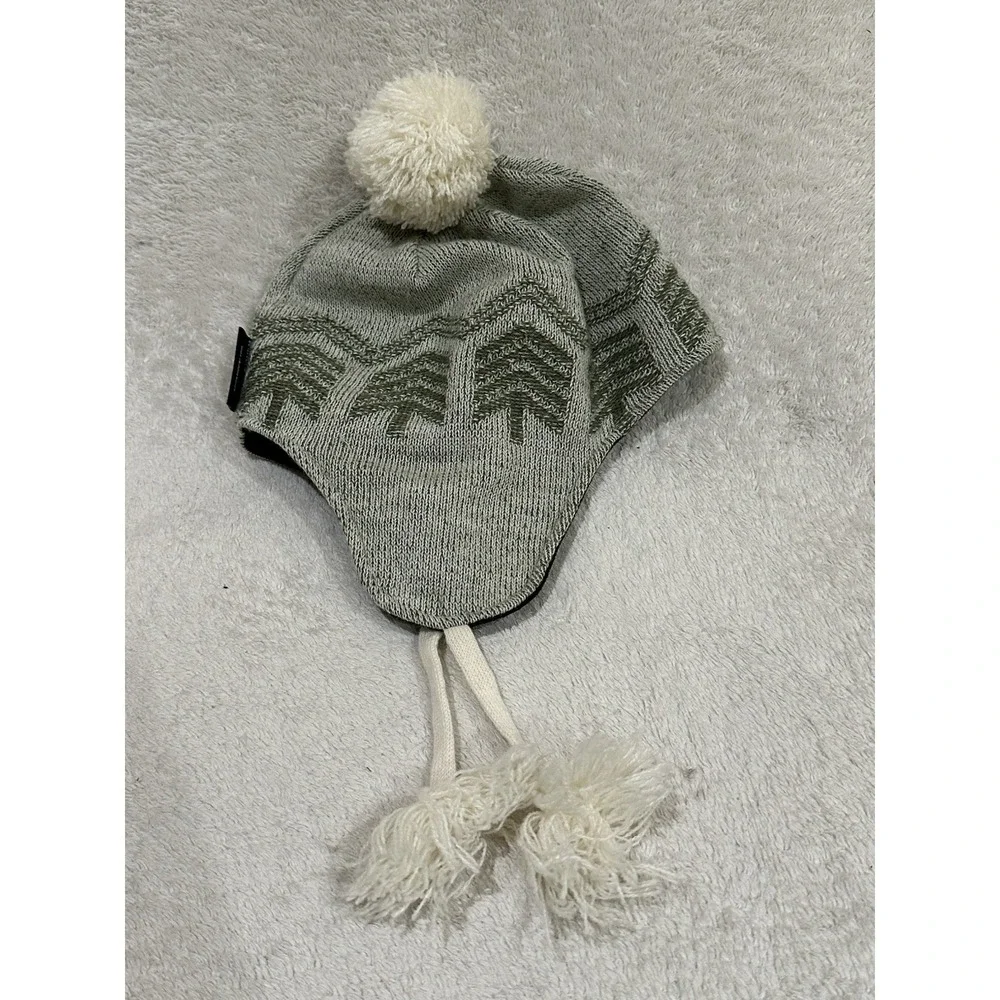 Outdoor Research OR Beanie Hat Wool Blend Lightweight Ski Cap Green Tree Pom Pom
